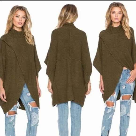 Free People All Wrapped Up Cocoon Poncho Sweater - Picture 1 of 6